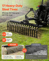 VEVOR 50 in Lanscape Rock Rake, 3-Point Tow Behind Landscape Rake with 17 Steel Tines, Fit Category 1 Tractors, Angle Adjustable, Heavy Duty Lawn Dethatcher Rake for Grass Branch Debris