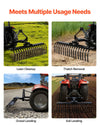 VEVOR 50 in Lanscape Rock Rake, 3-Point Tow Behind Landscape Rake with 17 Steel Tines, Fit Category 1 Tractors, Angle Adjustable, Heavy Duty Lawn Dethatcher Rake for Grass Branch Debris