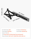 VEVOR Pull-Behind Thatch Remover feature image: product dimensions and key specifications diagram