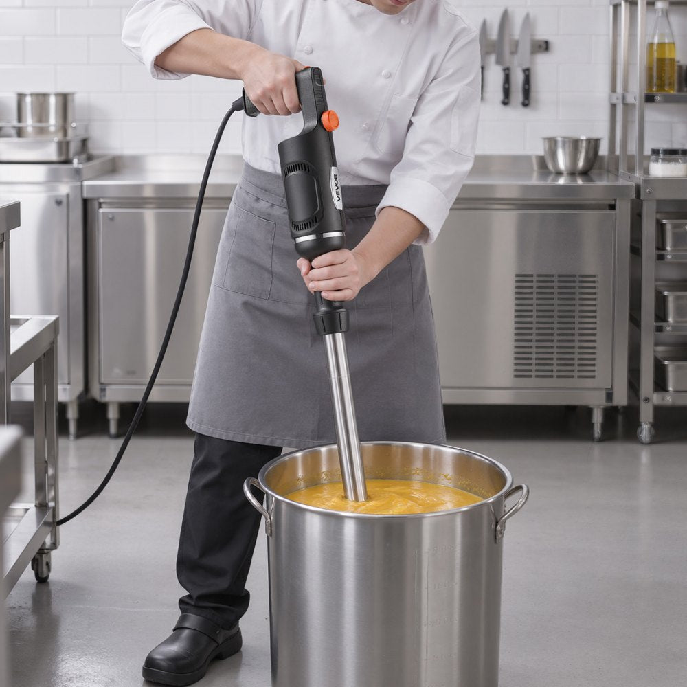 VEVOR Commercial Immersion Blender, 500W, 16-inch, Heavy-Duty Hand Mixer for Restaurant, Handheld Stick for Soups & Sauces, Pure-Copper Motor, Variable Speed, Stainless Steel 3-Blade Head, Lock