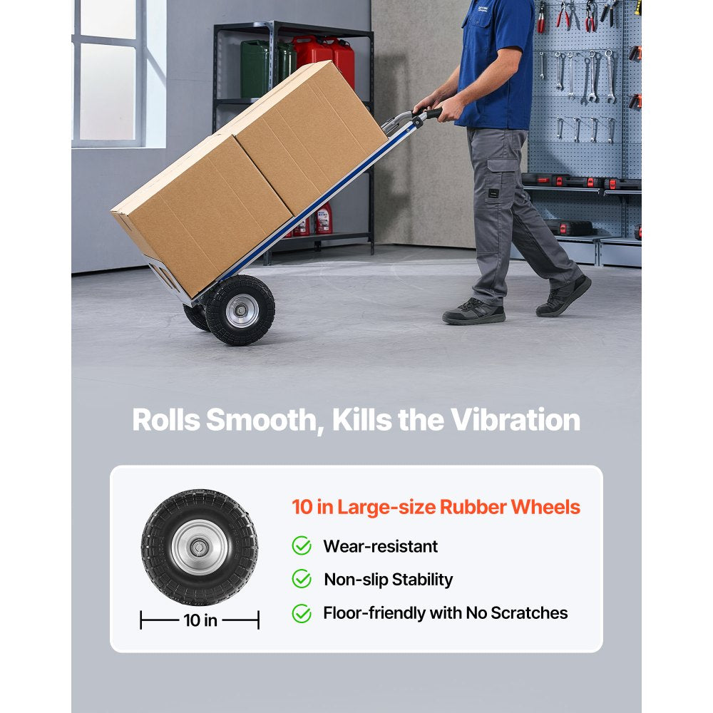VEVOR Hand Truck, 500 lbs Load Capacity, Heavy-Duty Hand Truck Dolly with Non-Slip Wheels & Handle, Aluminum Alloy Portable Trolley Dolly with Tie-down Strap for Moving Home, Office, Warehouse