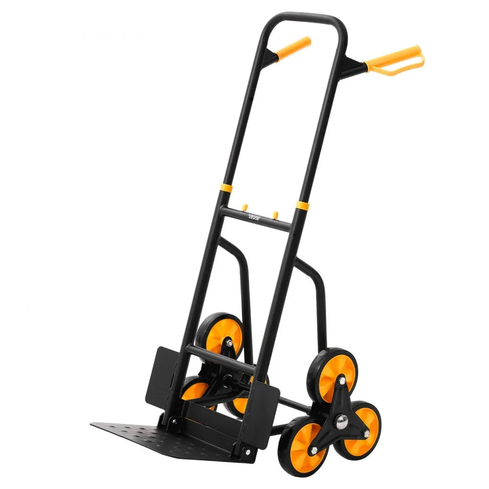 VEVOR Stair Climbing Cart, 440 lbs Stair-Climbing Capacity, Heavy-Duty Folding Trolley Cart with Telescoping Handle, 6 Wheels and 2 Bungee Cords, Stair Climber Dolly for Home, Groceries, Warehouse