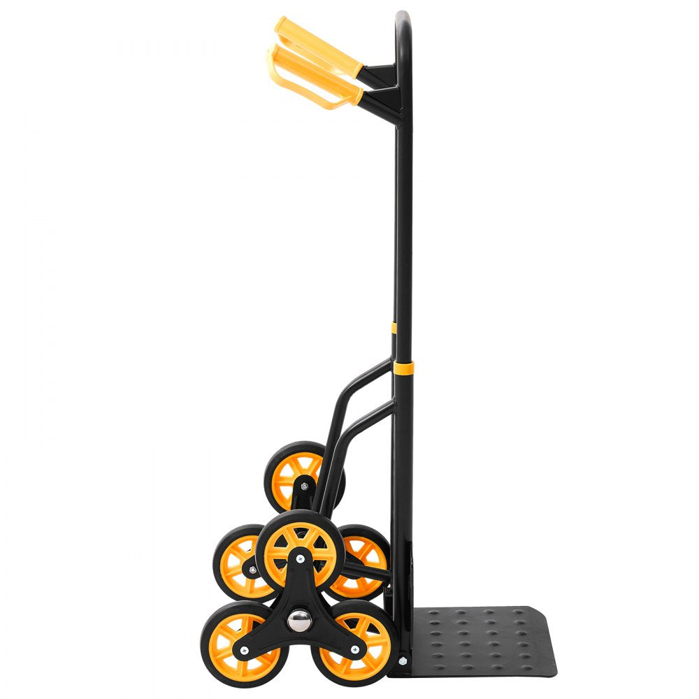 VEVOR Stair Climbing Cart, 330 lbs Stair-Climbing Capacity, Heavy-Duty Folding Trolley Cart with Telescoping Handle, 6 Wheels and 2 Bungee Cords, Stair Climber Dolly for Home, Groceries, Warehouse