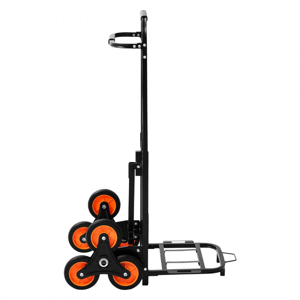 VEVOR Stair Climbing Cart, 220 lbs Stair-Climbing Capacity, Heavy-Duty Folding Trolley Cart with Telescoping Handle, 6 Wheels and 2 Bungee Cords, Stair Climber Dolly for Home, Groceries, Warehouse