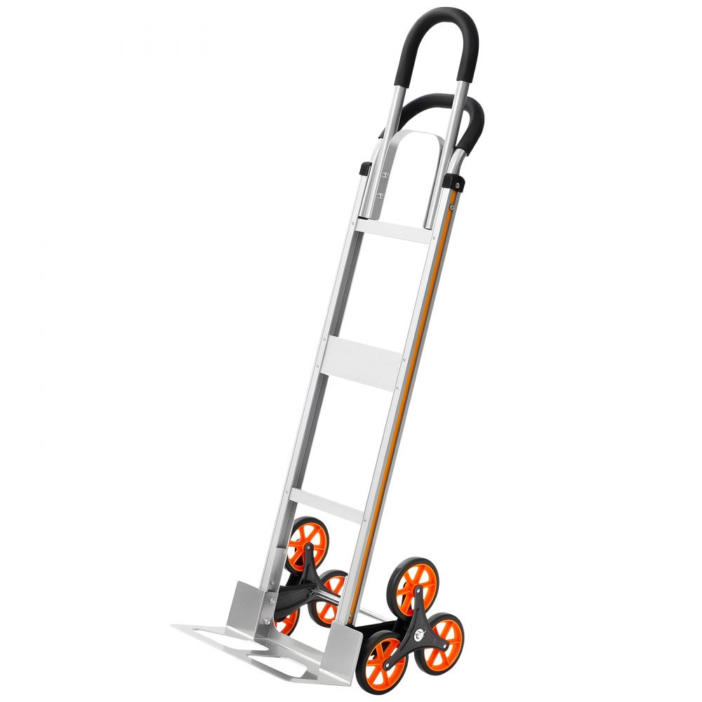 VEVOR Stair Climbing Cart, 330 lbs Stair-Climb Capacity, Aluminum Alloy Folding Trolley Cart with Telescoping Handle, 6 Wheels and 2 Bungee Cords, Stair Climber Dolly for Home, Groceries, Warehouse
