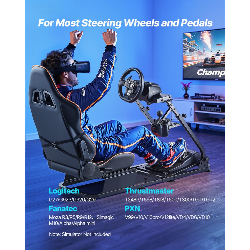 VEVOR racing wheel stand cockpit - compatible with most steering wheels and pedals