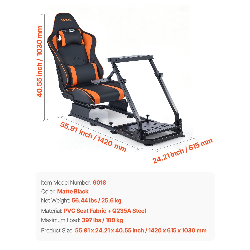 VEVOR racing wheel stand cockpit - size and key specs image