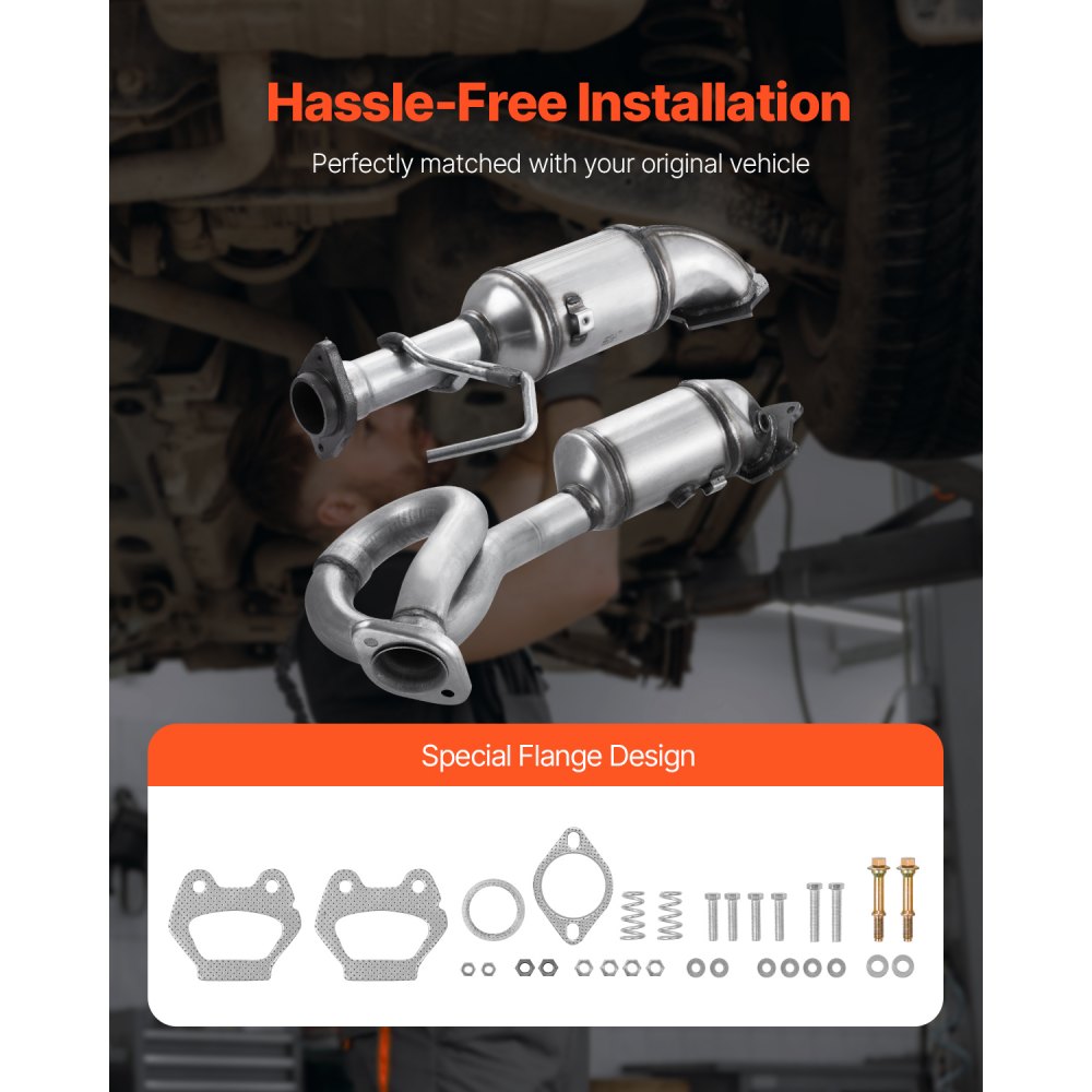 VEVOR Catalytic Converter, 2 Pack, Compatible with 2012-2017 Jeep Wrangler 3.6L V6, Front, Replacement OE 641511, Stainless Steel Material High Flow Catalytic Converter, for Exhaust Gas Purification