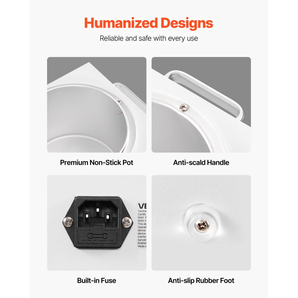 VEVOR Single Wax Warmer, 3000ML 300W Professional Wax Warmer for Hair Removal, 32 ℉- 248 ℉ Adjustable & Non-Stick Waxing Heater Pot with 100PCS Waxing Sticks for Home Use, Beauty Salon, Spa