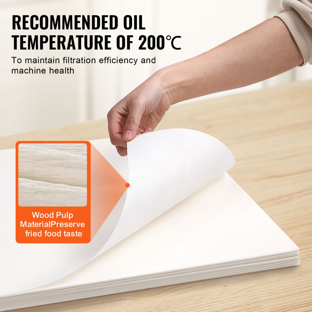 VEVOR Fryer Filter Paper 100 Sheets 25.7" x 16.9", Replacement Deep Fryer Filter Sheets for 55L-58L Commercial Mobile Fryer Filter Machine, for Restaurant, Fast Food Shop, Carnival Concession Stand