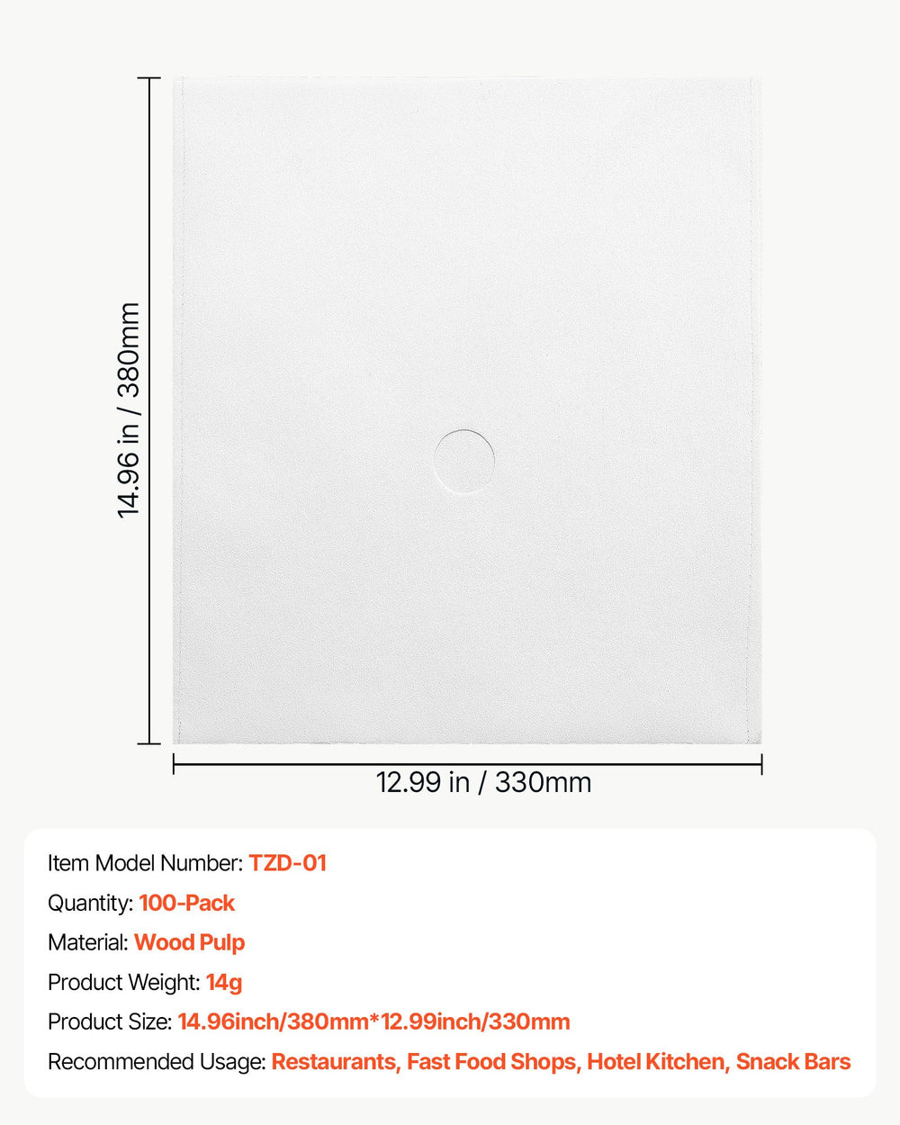VEVOR 100 Pack Fryer Filter Paper, Replacement Deep Fryer Filter Sheets for 38/55L Commercial Mobile Fryer Filter Machine, Extend Oil Life for Improved Taste, for Restaurant Burger Shop, 15x13 inch