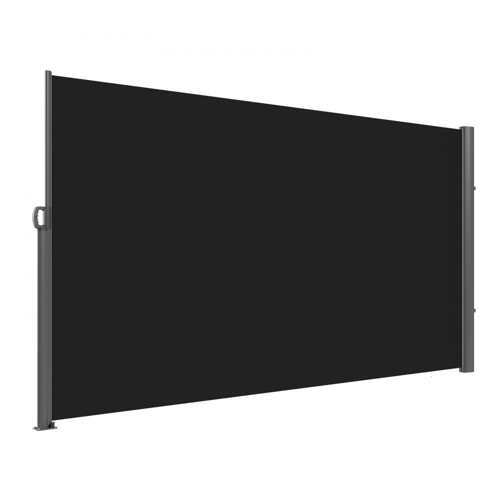 VEVOR Retractable Side Awning, 71''x 118'' Aluminum Outdoor Privacy Screen, 280g Polyester Water-proof Retractable Patio Screen, UV 30+ Room Divider Wind Screen for Patio, Backyard, Balcony, Black