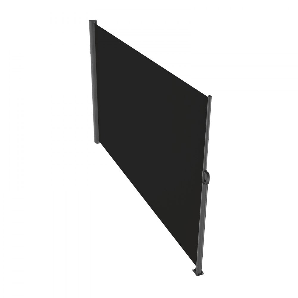 VEVOR Retractable Side Awning, 71''x 118'' Aluminum Outdoor Privacy Screen, 280g Polyester Water-proof Retractable Patio Screen, UV 30+ Room Divider Wind Screen for Patio, Backyard, Balcony, Black