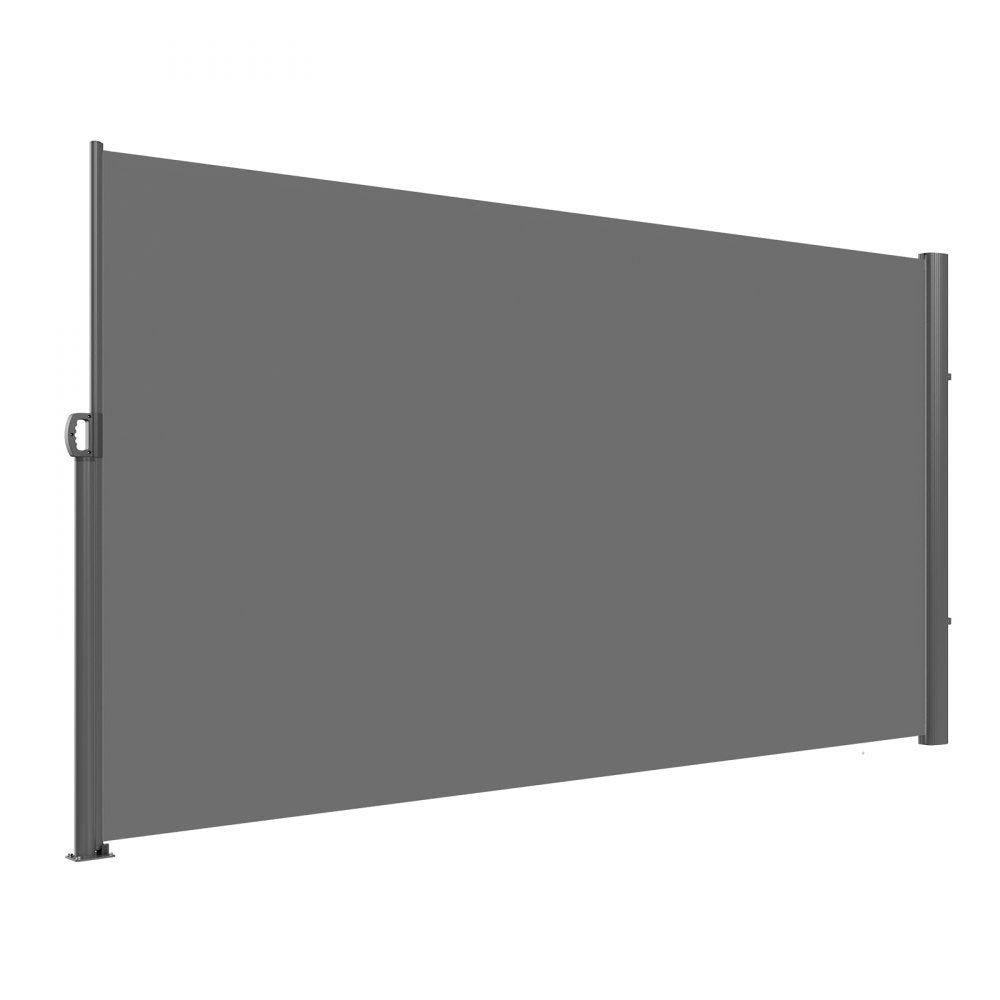 VEVOR Retractable Side Awning, 71''x 118'' Aluminum Outdoor Privacy Screen, 280g Polyester Water-proof Retractable Patio Screen, UV 30+ Room Divider Wind Screen for Patio, Backyard, Balcony, Gray