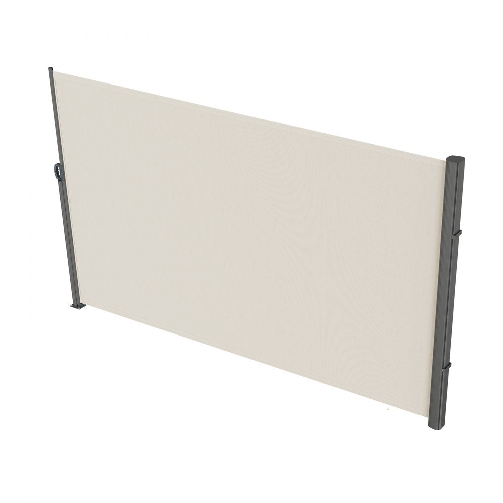 VEVOR Retractable Side Awning, 71''x 118'' Aluminum Outdoor Privacy Screen, 280g Polyester Water-proof Retractable Patio Screen, UV 30+ Room Divider Wind Screen for Patio, Backyard, Balcony, Beige