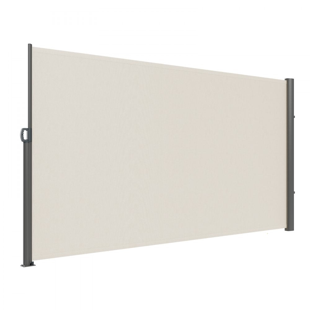 VEVOR Retractable Side Awning, 71''x 118'' Aluminum Outdoor Privacy Screen, 280g Polyester Water-proof Retractable Patio Screen, UV 30+ Room Divider Wind Screen for Patio, Backyard, Balcony, Beige