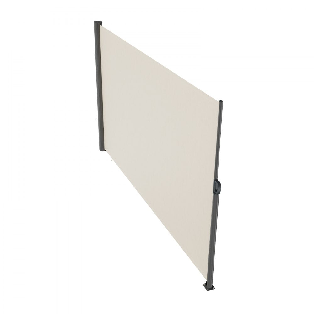 VEVOR Retractable Side Awning, 71''x 118'' Aluminum Outdoor Privacy Screen, 280g Polyester Water-proof Retractable Patio Screen, UV 30+ Room Divider Wind Screen for Patio, Backyard, Balcony, Beige