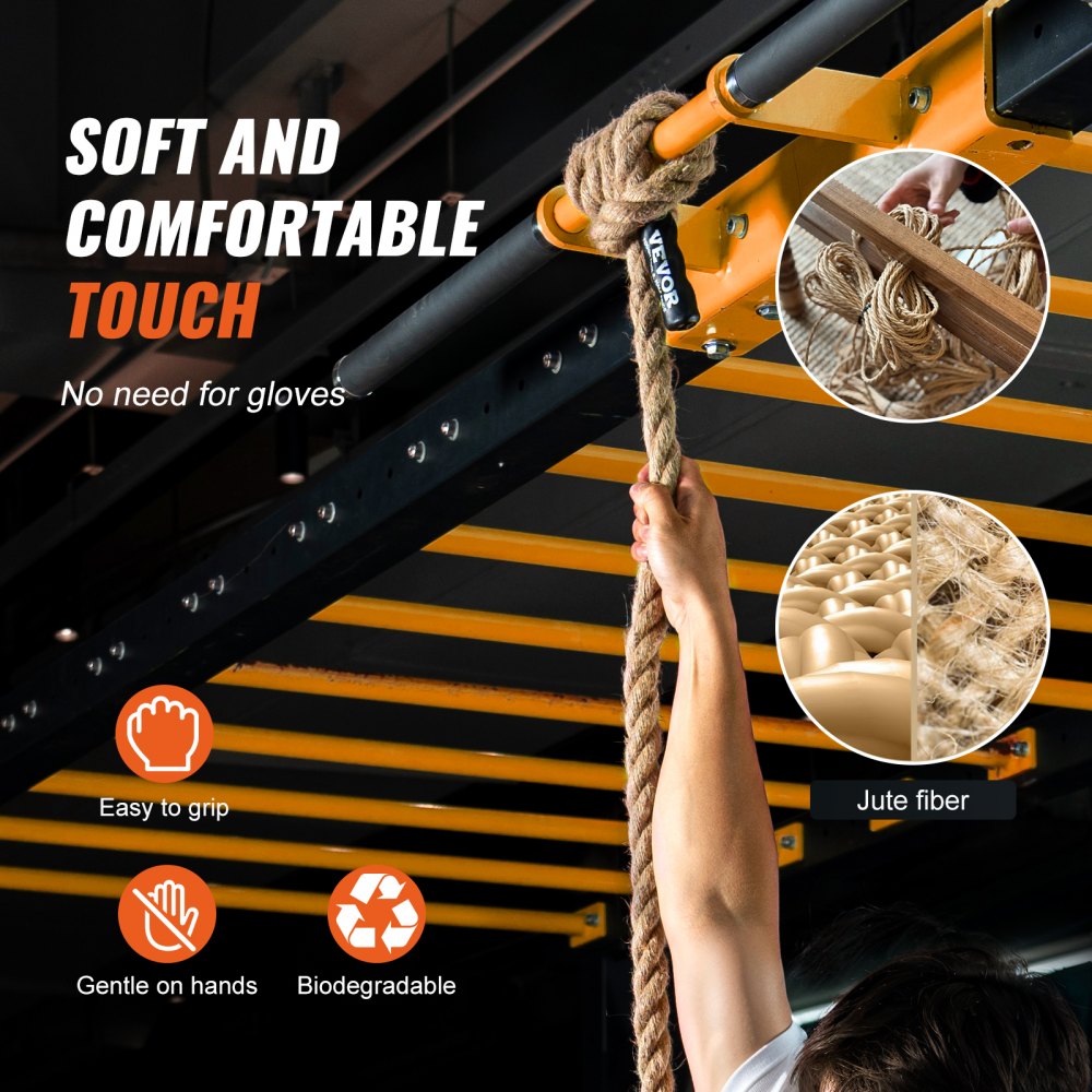 VEVOR Gym Climbing Rope, 1" Diameter 100 ft Length Gym Fitness Training Rope, Gym Exercise Workout Rope for Adults, Climbing Rope for Fitness and Strength Training, Climbing Exercise, Home Workout