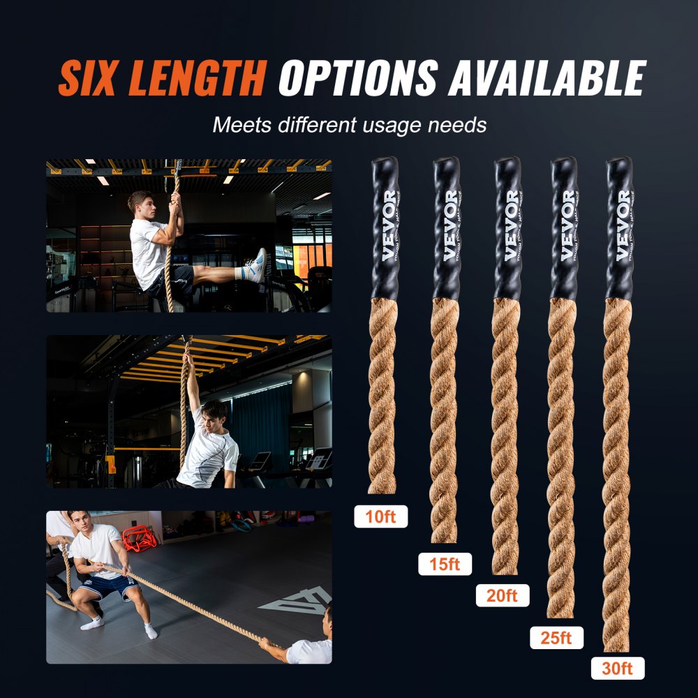 VEVOR Gym Climbing Rope, 1.5" Diameter 10 ft Length Gym Fitness Training Rope, Gym Exercise Workout Rope for Adults, Climbing Rope for Fitness and Strength Training, Climbing Exercise, Home Workout
