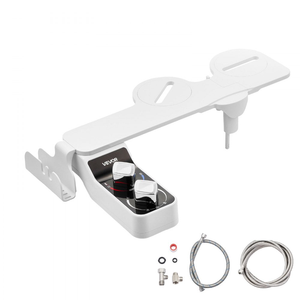 VEVOR Bidet Attachment for Toilet, Hot & Cold Non-Electric Water Sprayer - Dual Retractable Nozzles, Adjustable Water Pressure, 0.3’’ Ultra Thin Bidet Toilet Seat Attachment for Rear and Feminine Wash