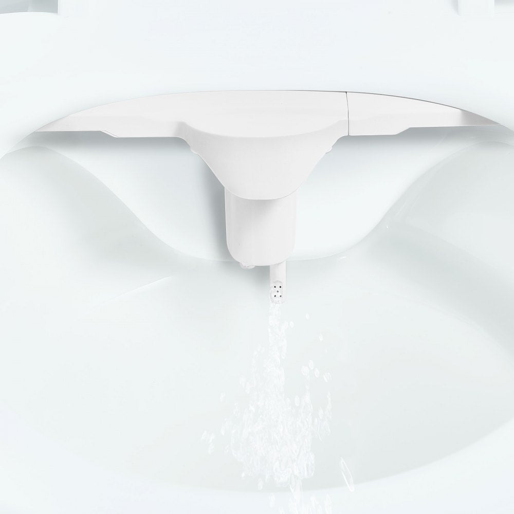VEVOR Bidet Attachment for Toilet, 0.3" Ultra Thin Bidet Toilet Seat Attachment - Dual Retractable Nozzles, Adjustable Water Pressure, Non-Electric Cold Water Sprayer for Front Rear Water Wash, White