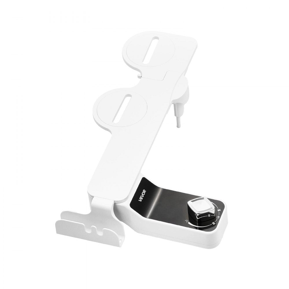 VEVOR Bidet Attachment for Toilet, 0.3" Ultra Thin Bidet Toilet Seat Attachment - Dual Retractable Nozzles, Adjustable Water Pressure, Non-Electric Cold Water Sprayer for Front Rear Water Wash, White