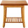 VEVOR Teak Shower Bench, 20 x 14.3 x 17.9 in, Waterproof Wood Shower Stool with Storage Shelf Non-Slip Foot Pads, 400 lbs Maximum Load Capacity Shower Chair Seat, for Bathroom Indoor and Outdoor Use