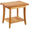 VEVOR Teak Shower Bench, 20 x 14.3 x 17.9 in, Waterproof Wood Shower Stool with Storage Shelf Non-Slip Foot Pads, 400 lbs Maximum Load Capacity Shower Chair Seat, for Bathroom Indoor and Outdoor Use