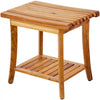 VEVOR Teak Shower Bench, 20 x 14.3 x 17.9 in, Waterproof Wood Shower Stool with Storage Shelf Non-Slip Foot Pads, 400 lbs Maximum Load Capacity Shower Chair Seat, for Bathroom Indoor and Outdoor Use