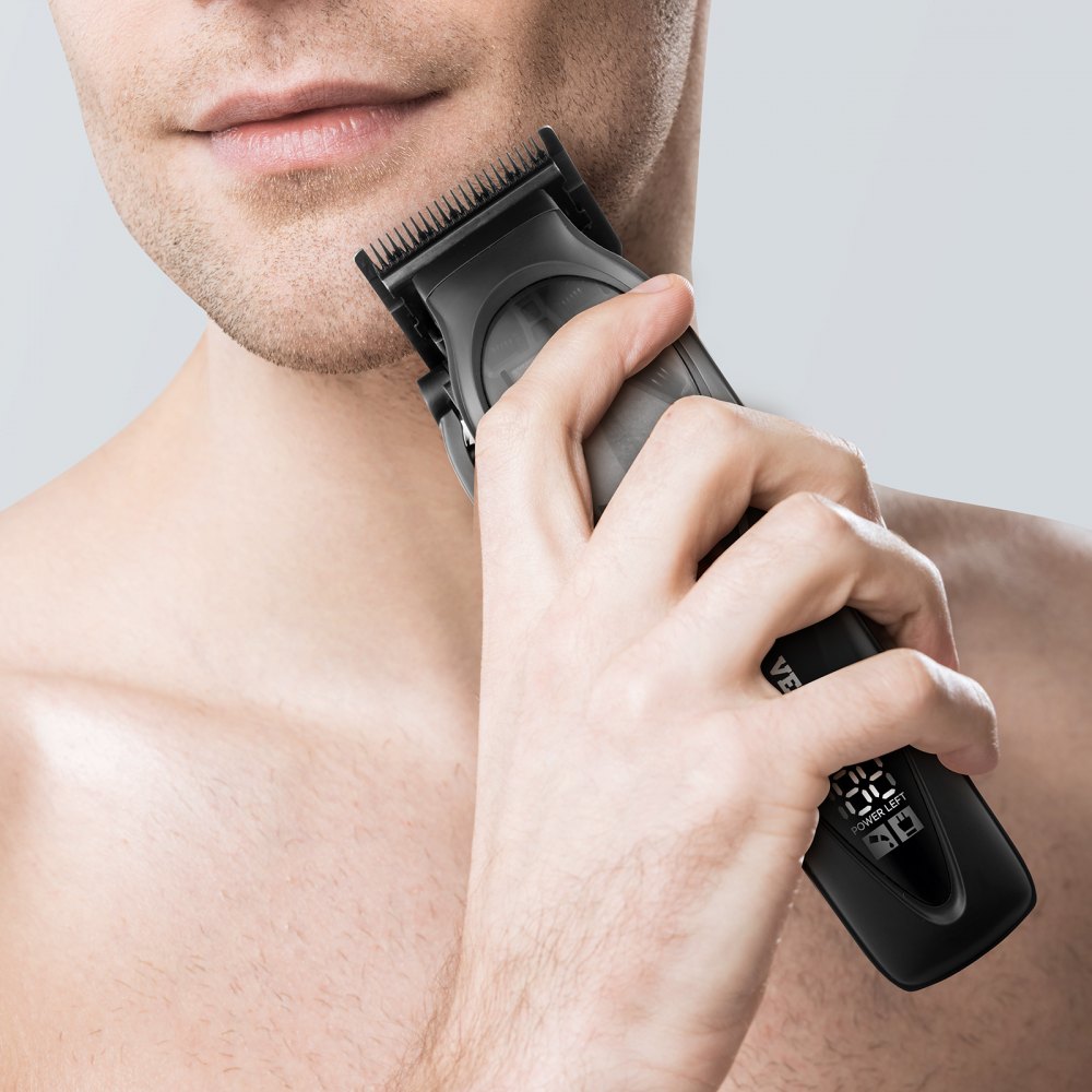 VEVOR Hair Clipper for Men with Magnetic Motor 10000RPM, Cordless Barber Clipper with DLC Fade Blade, Men's Hair Cutting Grooming Kit with 8 Guide Combs for Home Barber, Ideal Gift for Man