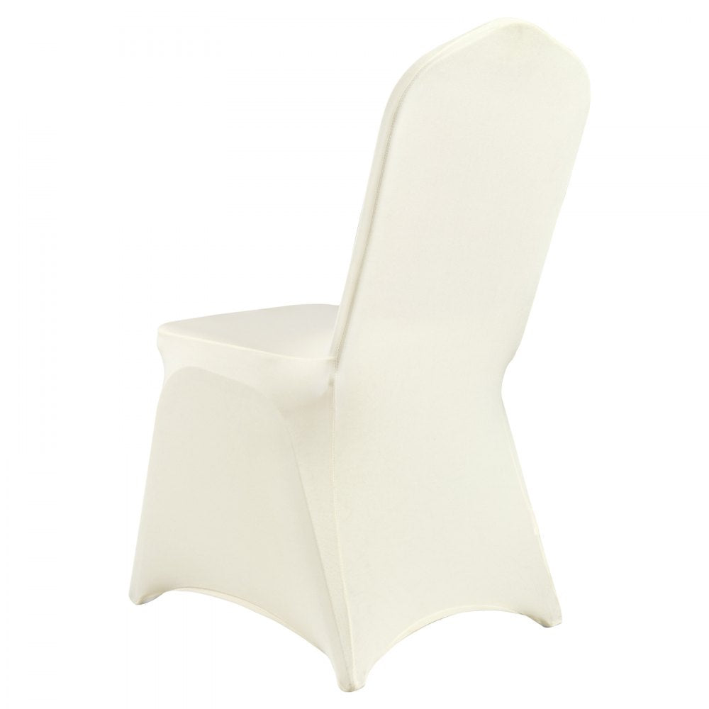 VEVOR Stretch Spandex Folding Chair Covers, Universal Fitted Chair Cover, Removable Washable Protective Slipcovers, for Wedding, Holiday, Banquet, Party, Celebration, Dining (100PCS Beige)