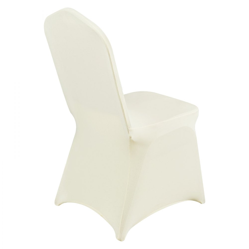 VEVOR Stretch Spandex Folding Chair Covers, Universal Fitted Chair Cover, Removable Washable Protective Slipcovers, for Wedding, Holiday, Banquet, Party, Celebration, Dining (100PCS Beige)