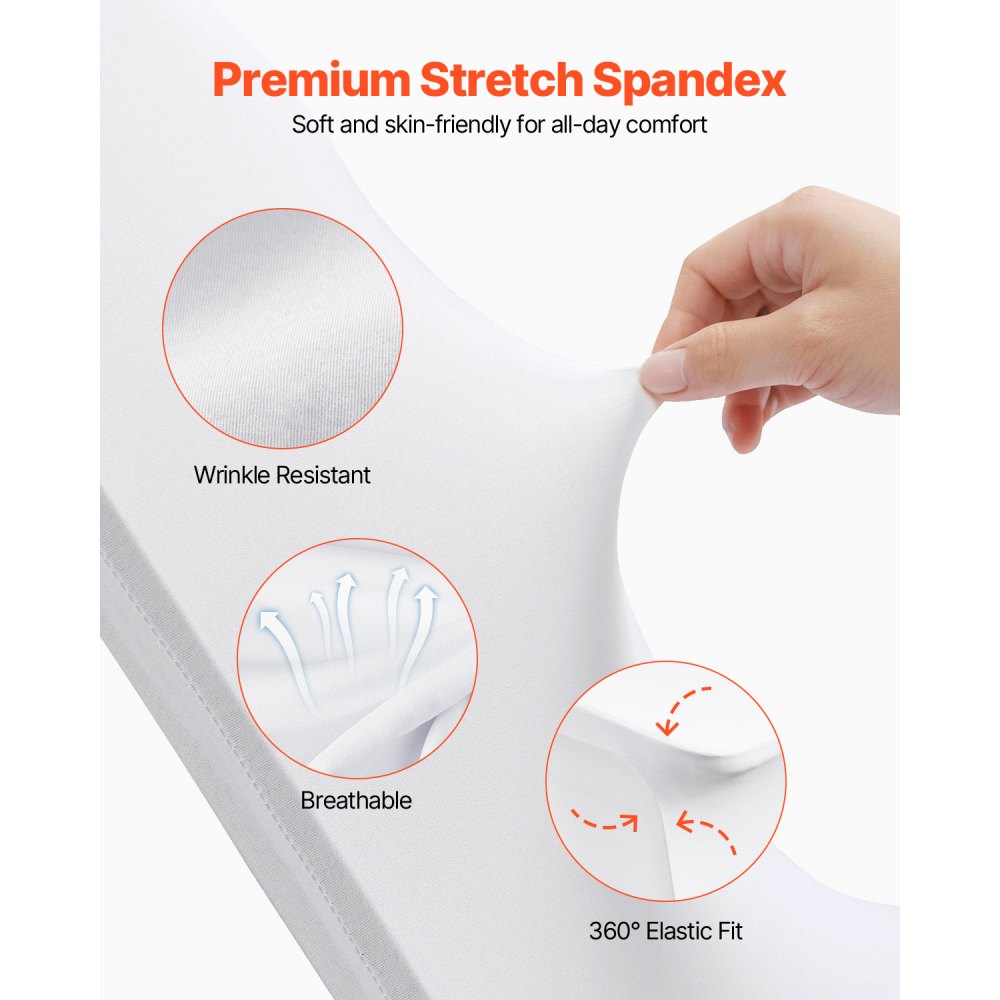 VEVOR Stretch Spandex Folding Chair Covers, Universal Fitted Chair Cover, Removable Washable Protective Slipcovers, for Wedding, Holiday, Banquet, Party, Celebration, Dining (30PCS White)