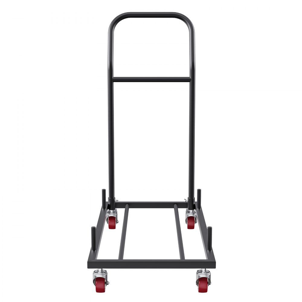 VEVOR Folding Chair Dolly, Iron Commercial Cart with 12 Chairs Capacity, Folding Chairs Rack Trolley with 4 Casters, Storage Transport Dolly for Flat Stacking Plastic Resin and Wood Chairs, Black