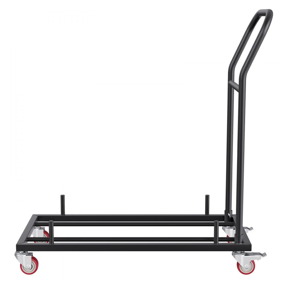 VEVOR Folding Chair Dolly, Iron Commercial Cart with 12 Chairs Capacity, Folding Chairs Rack Trolley with 4 Casters, Storage Transport Dolly for Flat Stacking Plastic Resin and Wood Chairs, Black