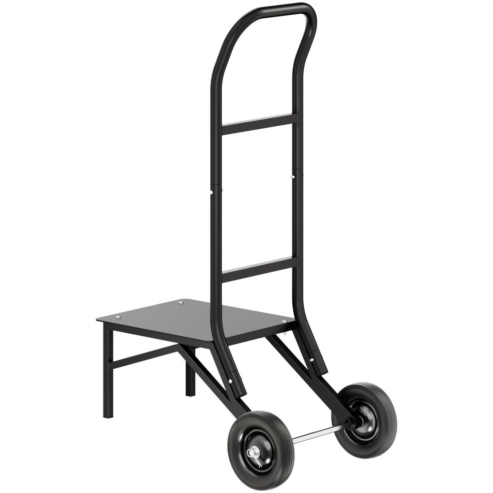 VEVOR Folding Chair Rack, 150 LBS Capacity, Heavy-duty Chair Cart for Stacking 10 Chairs, Multi-Function Metal Chair Storage Dolly with Rubber Wheels, Push-Style Chair Holder, Matte Black