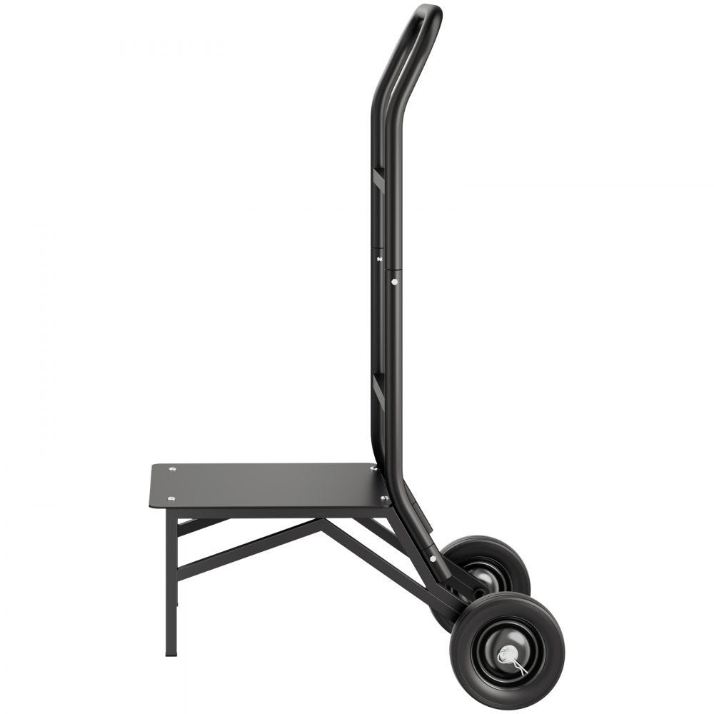 VEVOR Folding Chair Rack, 150 LBS Capacity, Heavy-duty Chair Cart for Stacking 10 Chairs, Multi-Function Metal Chair Storage Dolly with Rubber Wheels, Push-Style Chair Holder, Matte Black