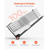 VEVOR Folding Chair Rack, 100 LBS Capacity, Heavy-duty Chair Cart for Hanging 10 Chairs, Multi-Function Metal Chair Storage Dolly with Rubber Wheels, Push-Style Chair Holder, Matte Black