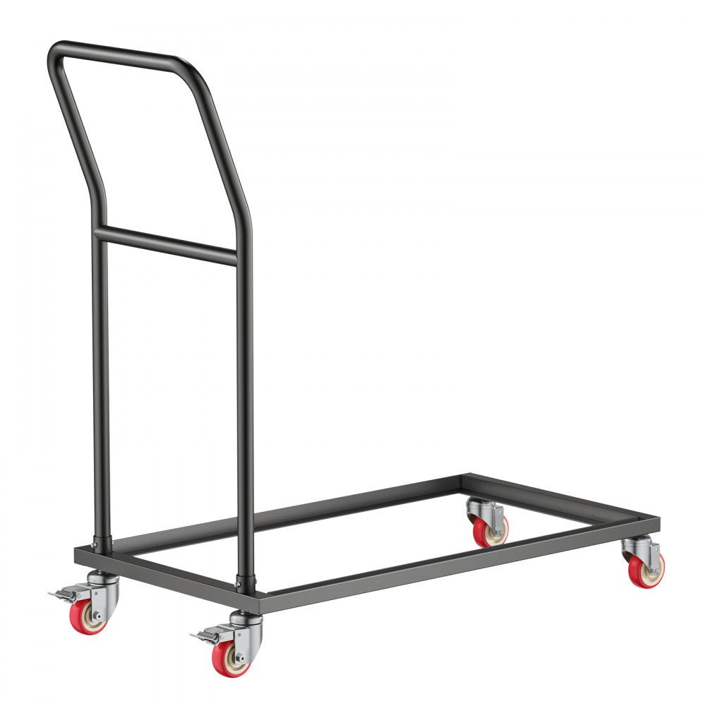 VEVOR Folding Chair Rack, 300 LBS Capacity, L-shape Vertical Placement Chair Cart for 25 Chairs, Heavy-duty Metal Chair Storage Dolly with Rubber Wheels, Multi-Function Chair Holder, Matte Black
