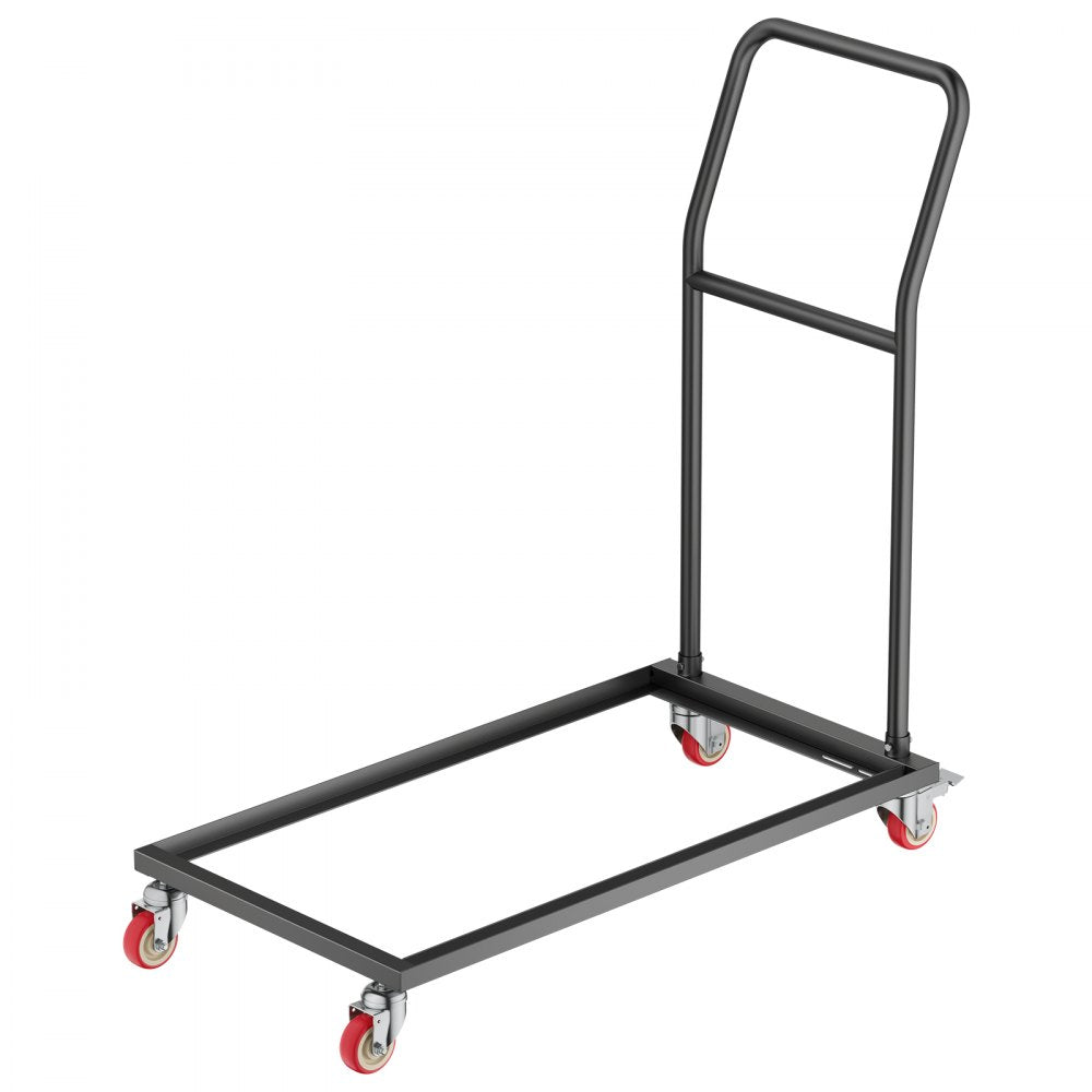 VEVOR Folding Chair Rack, 300 LBS Capacity, L-shape Vertical Placement Chair Cart for 25 Chairs, Heavy-duty Metal Chair Storage Dolly with Rubber Wheels, Multi-Function Chair Holder, Matte Black