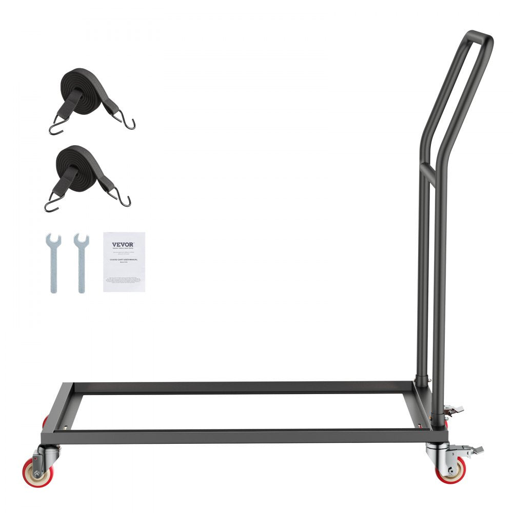 VEVOR Folding Chair Rack, 300 LBS Capacity, L-shape Vertical Placement Chair Cart for 25 Chairs, Heavy-duty Metal Chair Storage Dolly with Rubber Wheels, Multi-Function Chair Holder, Matte Black
