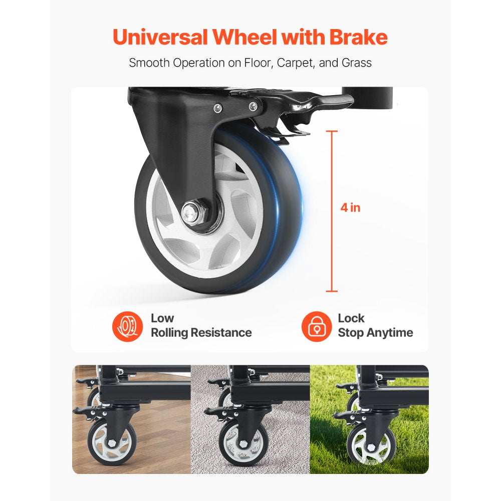 VEVOR Folding Chair Rack, 500 LBS Capacity, Heavy-duty Chair Cart for 60 Chairs, Metal Chair Storage Dolly Chair Holder with Swivel Casters and Locking Wheels, for Party Event,Hotel,Matte Black
