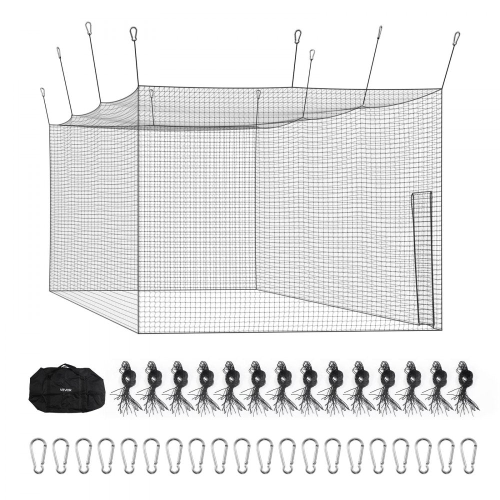 VEVOR Baseball Batting Cage, 40 x 11 x 8.5 FT Freestanding Hitting Net, for Indoor & Outdoor Practice, 30-Ply Knotted HDPE Netting with Carabiner Hooks, Baseball Practice Net for Backyard, Net Only