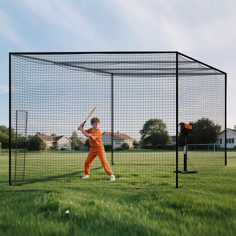 VEVOR Baseball Batting Cage, 41.7 x 12.8 x 10.1 FT Freestanding Portable Batting Cage, Hitting Cages with 30-Ply Knotted HDPE & Carabiner Hooks, Battings Cages Netting for Indoor, Outdoor (NET ONLY)