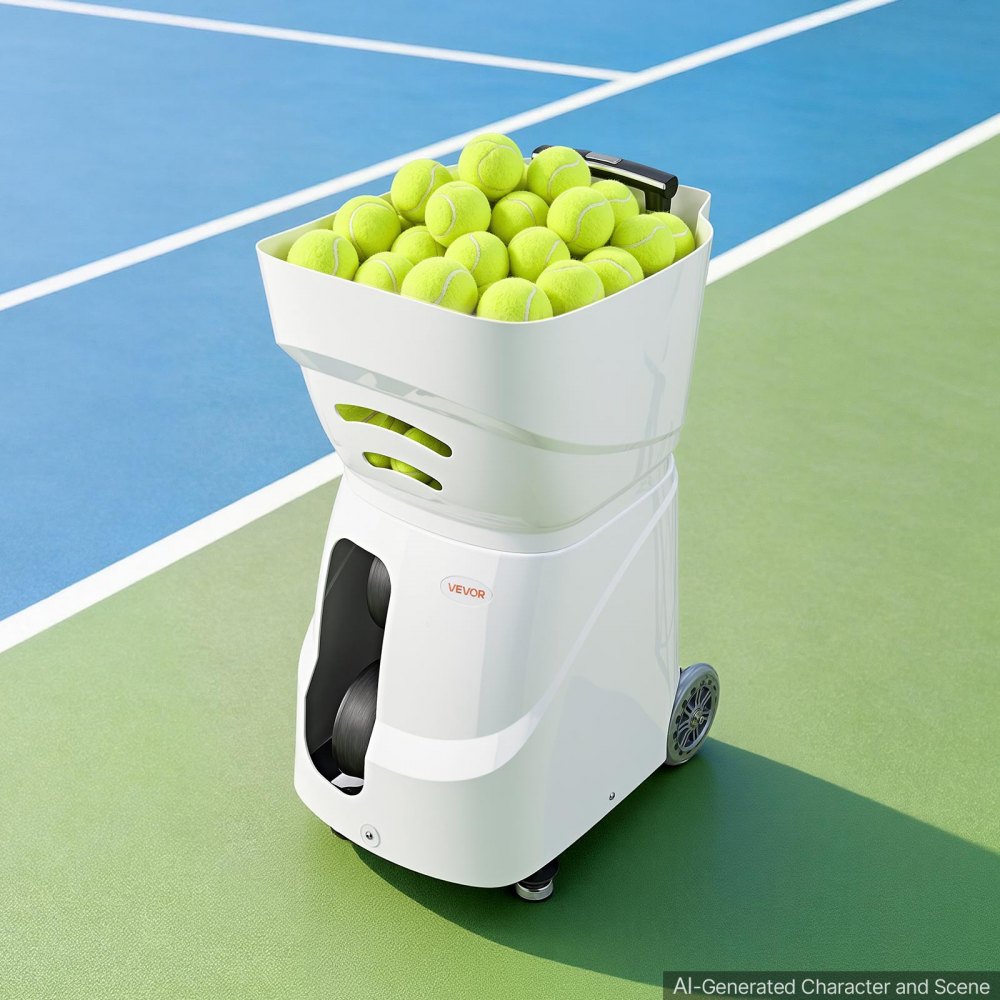 VEVOR Tennis Ball Machine,4H Runtimeand110 Ball Capacity Auto Ball Launcher, for Beginners and Pro Practice Training, with App Remote Control, Spin Control, 2 Training Modes, and Speeds up to 75MPH