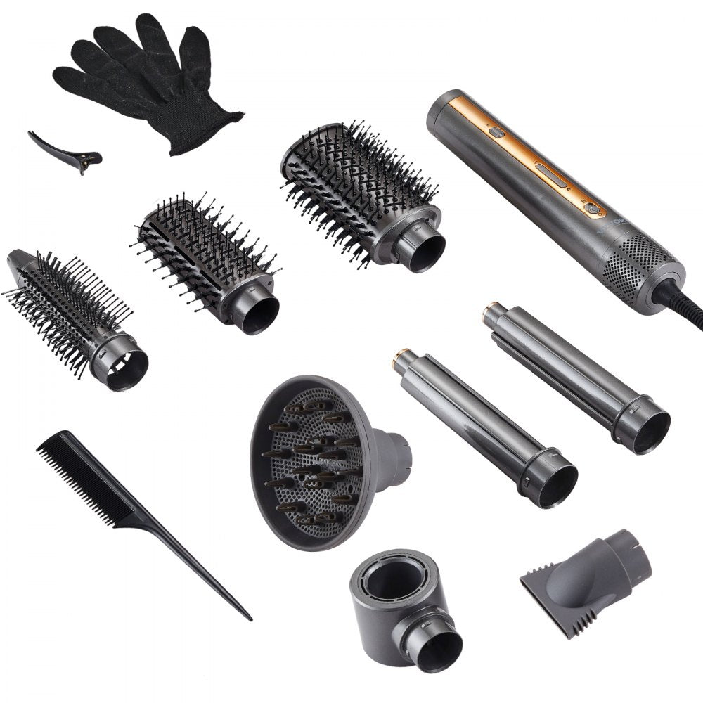 VEVOR Hair Styler and Dryer Brush, 7-in-1 Professional Multi Styler, 110,000RPM High-Speed Hot Air Styler with Brushless Motor, 2 Auto-Wrap Curlers, 3 Brushes & 3 Nozzles, Ionic Blow Dryer for Styling