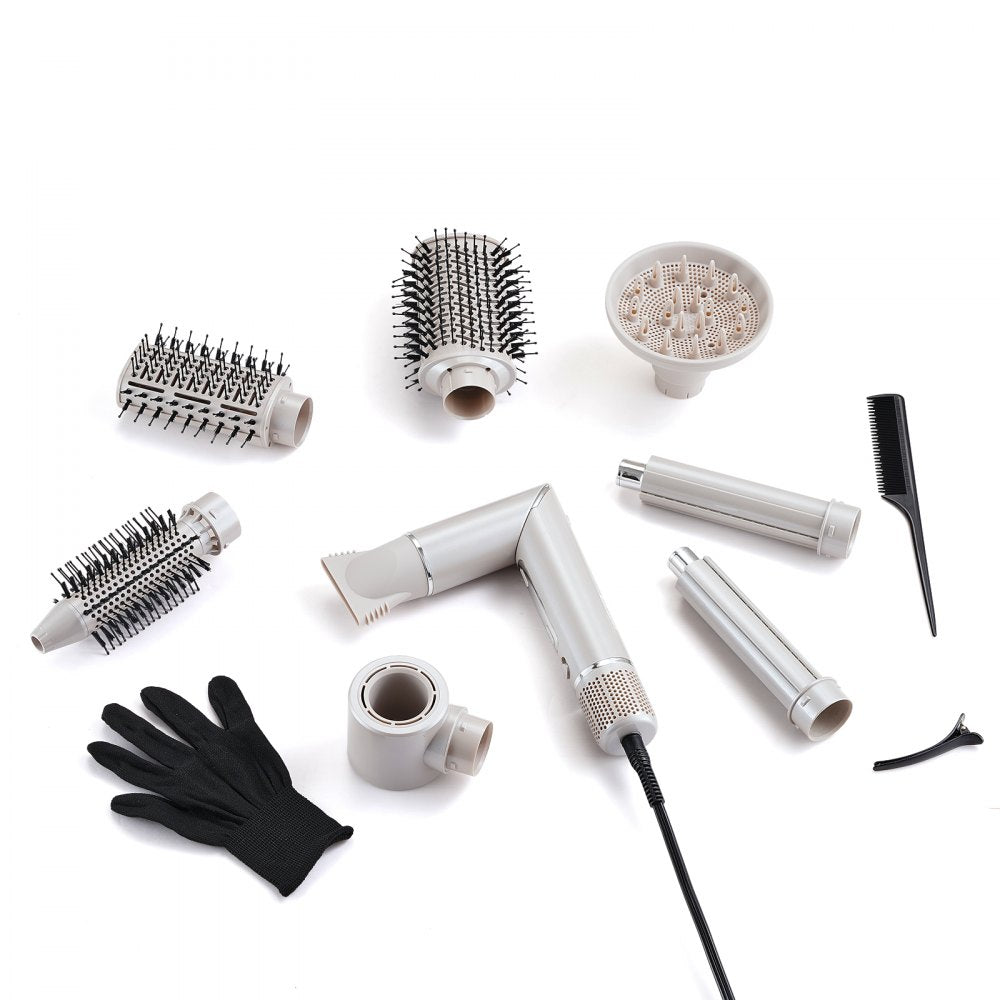 VEVOR Hair Styler Dryer Brush, 7-in-1 Professional Multi Styler, 110,000RPM High-Speed Hot Air Styler with Brushless Motor, 2 Auto-Wrap Curler, 3 Brushes & 3 Nozzle, 90° Folding Design for Fast Drying