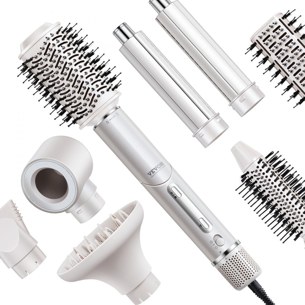 VEVOR Hair Styler Dryer Brush, 7-in-1 Professional Multi Styler, 110,000RPM High-Speed Hot Air Styler with Brushless Motor, 2 Auto-Wrap Curler, 3 Brushes & 3 Nozzle, 90° Folding Design for Fast Drying