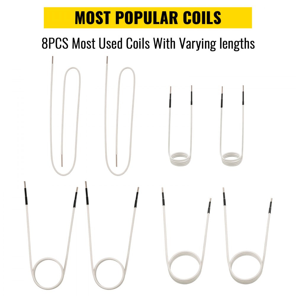 VEVOR Induction Heater Inductor Coil Kits, Magnetic Mini Induction Heater Kit, Flameless Heat Accessories 8pcs, Heat Resistant Induction Heater Tool with Flexibility For Removing Rusty Bolts and Nuts