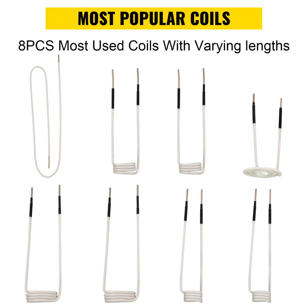 VEVOR Induction Heater Coil Kit 8PCS Most Used Induction Heater Coils with Varying Lengths, Heat Resistant Induction Heater Tool with Flexibility and Long Lifespan For Removing Rusty Bolts and Nuts